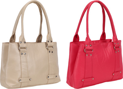 

Lady bar Shoulder Bag(Tan, Pink), Pink;tan