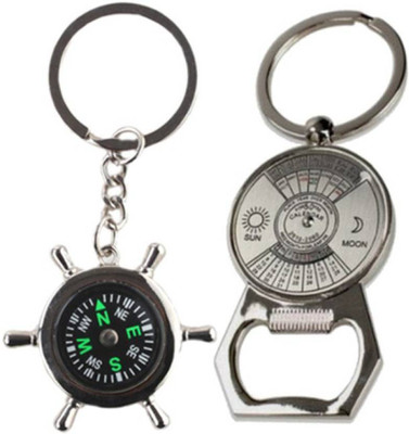 kd collections Combo of Compass and Calender Bottle Opener Metal Keychain keyring Key Chain