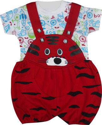 

Cute Raskals Romper For Boys & Girls Party Animal Print Cotton(Red, Pack of 1
