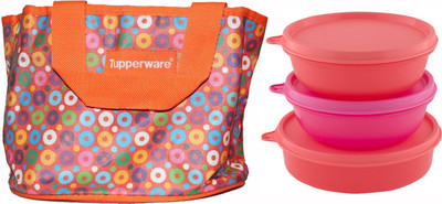 Tupperware Girls Day Pink and Red Lunch box with bag 3 Containers Lunch Box(1100 ml) available at flipkart for Rs.1050