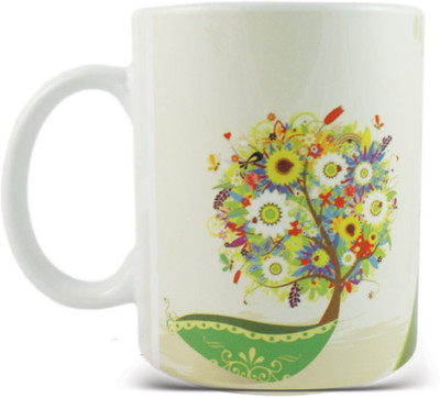 

JUVIXBUY Green Diwali Coffee Ceramic Ceramic Mug(325 ml), Multicolor
