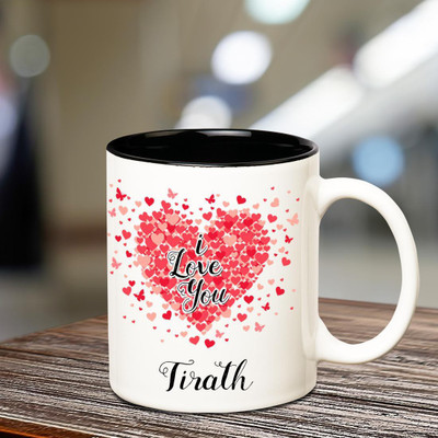 

Huppme I love you Tirath Inner Black romantic coffee name mug Ceramic Mug(350 ml), Black;white