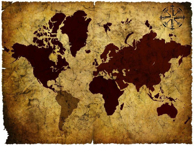 

KumkumArts Vintage World Map Wall Sticker Poster 12 x 18 Inch HD Quality Material Gloss Paper. Paper Print(18 inch X 12 inch, Rolled)