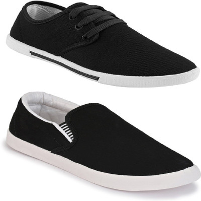 

Chevit Men's Combo Pack of 2 Sneakers For Men(Black