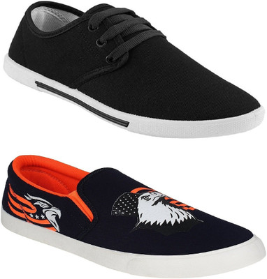 

Chevit Men's Combo Pack of 2 Sneakers For Men(Black, Orange