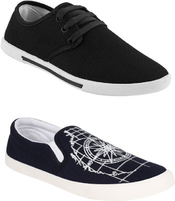 

Chevit Men's Combo Pack of 2 Casuals For Men(Black, White