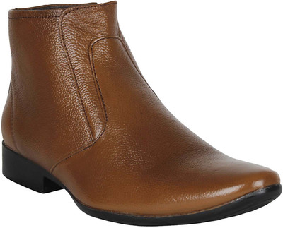 

Vincenzo Men's Leather Zip Boot/Shoes Slip On For Men(Tan