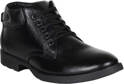 Vincenzo Men's Genuine Leather Shoes/ Boots For Men(Black)