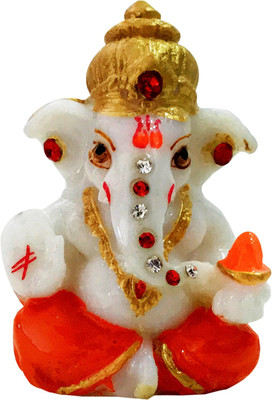 

ManeKo Hindu God Idol Mukut Ganpati Ganesha Statue Temple Showpiece with Crystal Studs for Car Dashboard Decorative Showpiece - 6 cm(Polyresin, Multicolor)