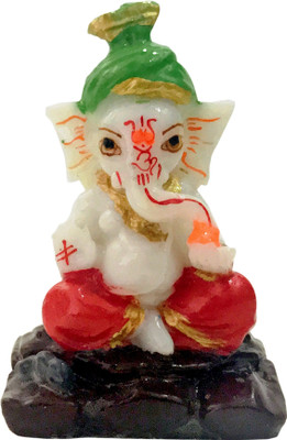 

ManeKo Hindu God Idol Pagdi Ganpati Ganesh Statue Temple Showpiece for Car Dashboard Decorative Showpiece - 7 cm(Polyresin, Multicolor)