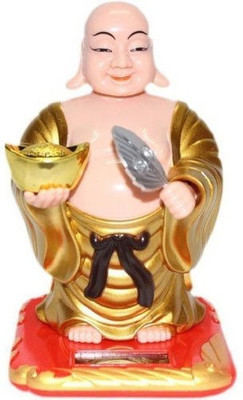 

Gooddeals Solar powered bobblehead fan waving Goodluck Laughing Buddha car home decor Decorative Showpiece - 14 cm(Polypropylene, Multicolor)