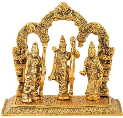 

HOUZZPLUS Ram Darbar Statue - Lord Rama Laxman and Sita Religious Indian Art Statue Decorative Showpiece - 20 cm(Aluminium, Gold)