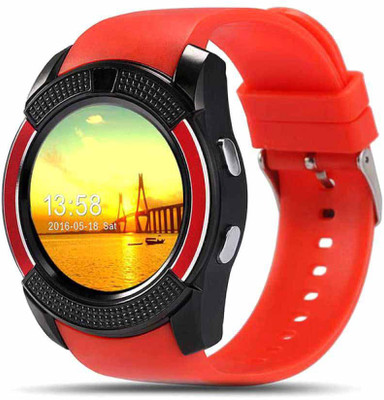 

ESTAR Presenting Bluetooth Smartwatch with Sim- Card Support Red Smartwatch(Red Strap Free Size)