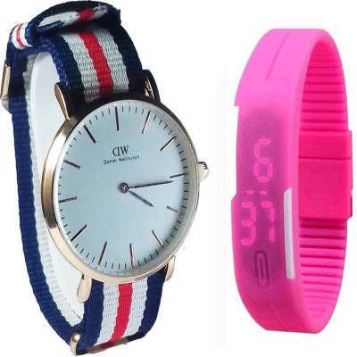 ARIHANT RETAILS WD Flag strap Analog watch with Pink LED digital band watch (Also best for gifting) Watch  - For Boys & Girls   Watches  (Arihant Retails)