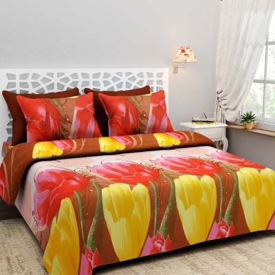 NC CREATIONS 144 TC Polycotton Double Printed Flat Bedsheet(Pack of 1, Multicolor)