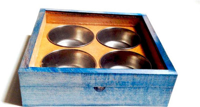 

Alishba Wooden Handicraft Hand Made Beautiful Dry Fruit - 4 Bowl Wooden, Steel Bowl Set(Blue, White, Pack of 1)