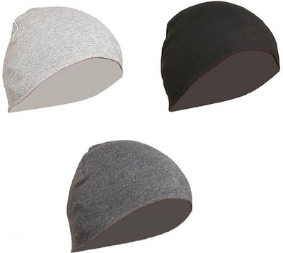 Atabz Solid Skull Cap Cap(Pack of 3)