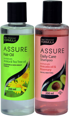 

Assure HAIR OIL WITH ARNICA AND TEA TREE OIL AND SHAMPOO WITH AVOCADO AND ROSEMARY OIL COMBO(Set of 2)