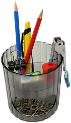 

Tuelip 3 Compartments Plastic Mesh Pen Stand Round Shape Multi Purpose Pen Stand Grey(Grey)