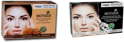 Biotique BIOTIQUE - SKIN TIGHTENING & DIAMOND FACIAL KIT COMBO (MRP 545) 75 g(Set of 2)