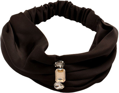 

Voylla Black Velvety Head Band With Crystal Ornament Hair Band(Black)