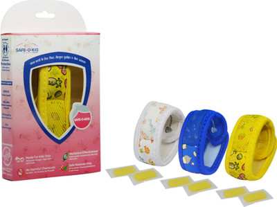 

Safe-O-Kid Pack of 2 - FRUIT+SUGARTOWN Anti-Mosquito Band, 4 Refills, 6 FREE Mosquito Patches, DEET-Free, Reusable, Mosquito Repellent Band(Pack of 3)