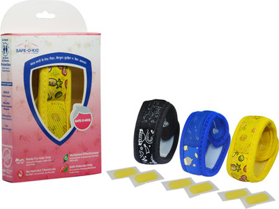 

Safe-O-Kid Pack of 3 - FRUIT+SUGAR+SPACE Anti-Mosquito Band, 6 Refills, 6 FREE Mosquito Patches, Reusable, Mosquito Repellent Band(Pack of 3)