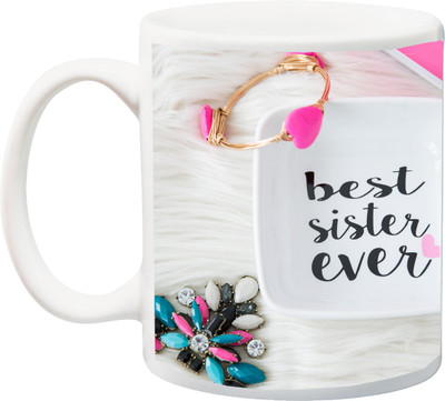Stylotrendz Unique Gift for Sister Best Ever Printed Pink Soften Theme Ceramic Mug(325 ml) available at flipkart for Rs.280