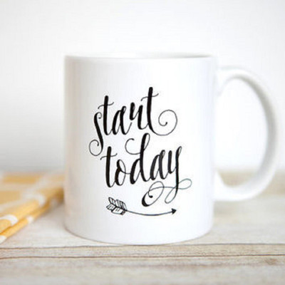 

VAMSUM START TODAY Ceramic Mug(300 ml), Black;white