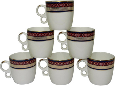 

SR Cups Red-Box Bone China, Porcelain Mug(140 ml, Pack of 6), Multicolor