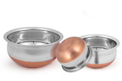 

Kitchen Krafts COPPER BOTTOM SET OF 5 Handi 400 ml, 700 ml, 1000 ml,1500ml,2000ml (Stainless Steel, Non-stick) Handi 1 L(Stainless Steel, Non-stick)