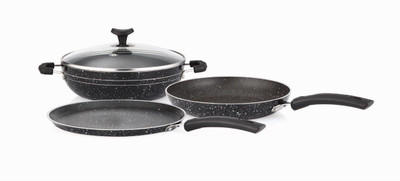 

Greenchef Marvel - Granite finished 3 piece gift set Tawa 0 cm diameter(Aluminium, Non-stick, Induction Bottom), Black
