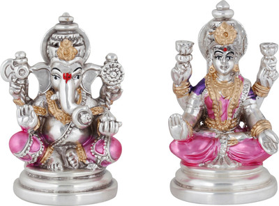 

Jewel99 Laxmi Ganesh Decorative Showpiece - 5 cm(Silver Plated, Silver)