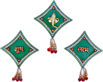 

Sanyal Handmade New Style Acrylic Square Subh Labh Ganesh Door & Wall Hanging, Festivals Latkan Decoratives (Size 14*12 cm) Decorative Showpiece - 12 cm(Acrylic, Green)