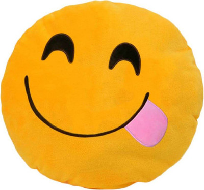 

star fashion Facial Smiley Expression Comfy , Plushy Gift , Decorative and comfortable Embroidered Decorative Cushion Pack of 1 (Yellow) SIZE ( 35 X 35 ) - 35 cm(Yellow)