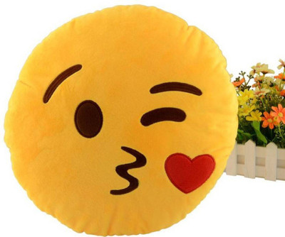 

star fashion Facial Smiley Expression Comfy , Plushy Gift , Decorative and comfortable Embroidered Decorative Cushion Pack of 1 (Yellow) SIZE ( L X W ) ( 35 X 35 ) - 35 cm(Yellow)