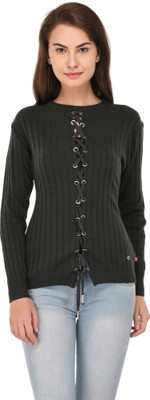 Leebonee Solid Round Neck Casual Women Grey Sweater