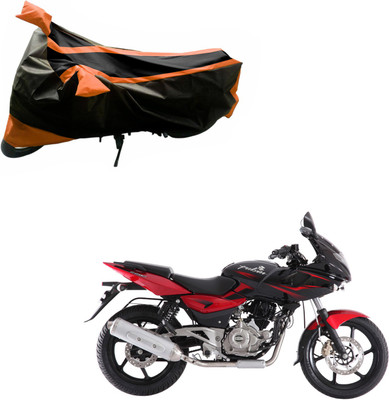 Purpleheart Two Wheeler Cover for Bajaj(Pulsar 220 DTS-i, Black, Orange)