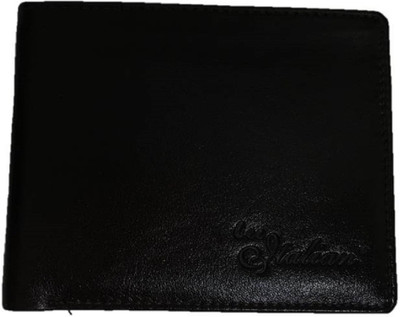 Rocks Men Black Genuine Leather Wallet(12 Card Slots)
