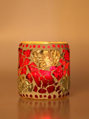 Afast New Trendy Designer Candle Tealight Holder Decorated With Colorful Chips & Beads For A Romantic & Magical Lighting Effects-VZ6 Glass 1 - Cup Tealight Holder(Multicolor, Pack of 1)