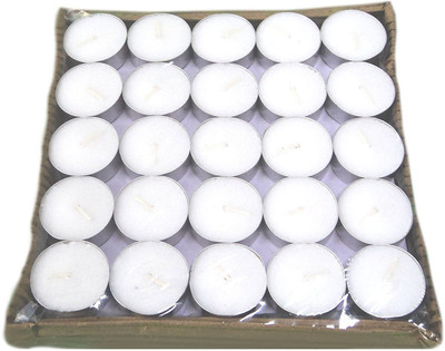 

manogyam white tea candle Candle(White, Pack of 50)