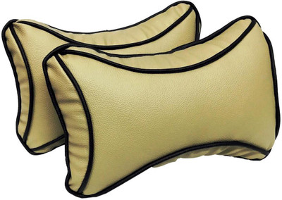 

ManeKo Beige Leatherite Car Pillow Cushion for Universal For Car(Rectangular, Pack of 2)