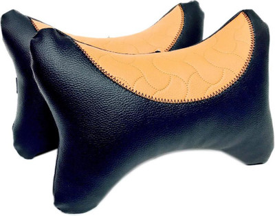 

ManeKo Black, Orange Leatherite Car Pillow Cushion for Universal For Car(Rectangular, Pack of 2)