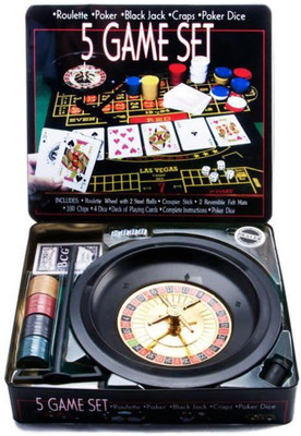 

Shape n Style 5 -in-1 Casino Game Set - Roulette + Poker + Black Jack + Craps + Dice(Multicolor)