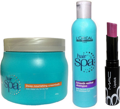 

L'Oreal Paris Paris Deep Nourishing Hair Spa With Smoothing Revival Shampoo & Mac Madder Shade Lipstick(Set of 1)
