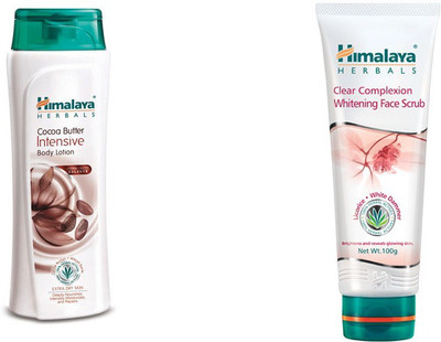 

Himalaya coca butter intensive body lotion, clear complexion whitening face scrub(Set of 2)