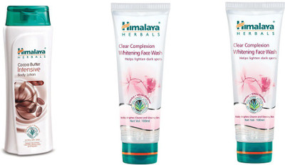 

Himalaya coca butter intensive body lotion, clear complexion whitening face wash(Set of 3)