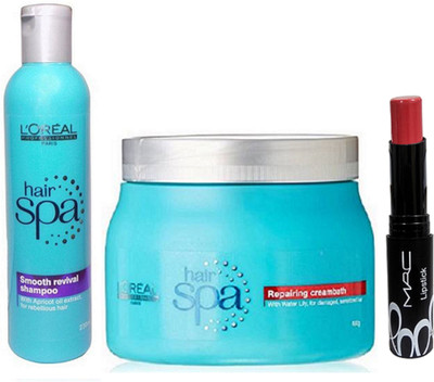 

L'Oreal Paris Paris Smoothing Reviaval Shampoo With Repairing Hair Spa & Mac Sexy Hot Red Lipstick(Set of 1)