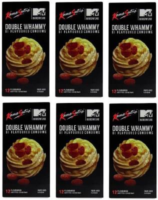 KamaSutra Double Whammy, Dual Flvoured: RUM-RAISIN (72s, Pack of 6) Condom(Set of 6, 72S)