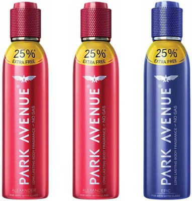 

Park Avenue 2 Alexander and 1 Epic Deodorant Combo Pack of 3 Body Spray - For Men(450 ml, Pack of 3)
